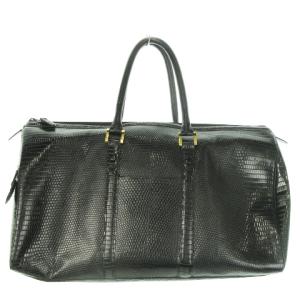 ボストンバッグ リザードレザー 革 ゴールド金具 黒 ブラック /AO3 GY18