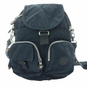 2WAY ショルダーバッグ リュックサック バックパック ナイロン ロゴ ゴリラチャーム付き 紺 ネイビー