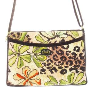 ショルダーバッグ シュニール織り ロゴ 花柄 アニマル レオパード ヒョウ柄 茶 ブラウン /CK12