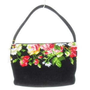 FEILER ハンドバッグ ワンハンドル ミニ シュニール織り ロゴ 花柄 黒 ブラック /CK13 GY18