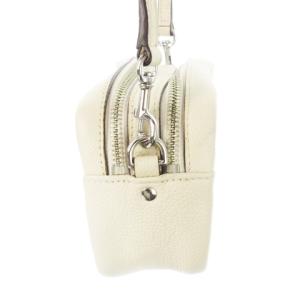 TORY BURCH ショルダーバッグ ミニ ポシェット レザー 革 シボ革 ロゴ型押し ダブルT 白 アイボリー 10010066