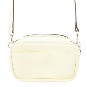 TORY BURCH ショルダーバッグ ミニ ポシェット レザー 革 シボ革 ロゴ型押し ダブルT 白 アイボリー 10010066