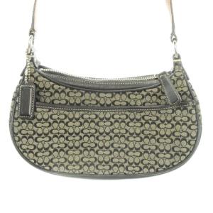 ショルダーバッグ ミニ キャンバス レザー 革 シグネチャー ロゴ 黒 ブラック 6344 /AH18