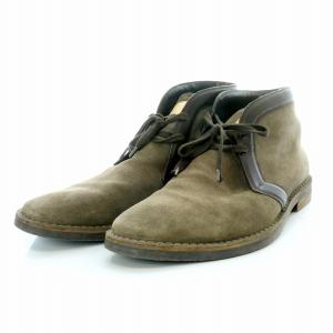 チャッカブーツ スエードレザー 革 切替 紐 ロゴ 6 1/2 25.5 茶色 ブラウン /MP GY18