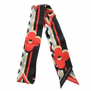 イタリア製 スカーフ バンドーBB ポップモノグラム シルク 総柄 赤 レッド 黒 ブラック マルチカラー