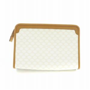 CELINE セカンドバッグ PVCレザー マカダム柄 ホワイト ブラウン