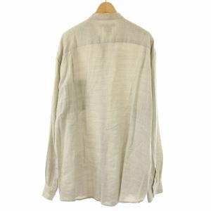 EMPORIO ARMANI バンドカラーシャツ コットンガーゼ 長袖 L ライトグレー /DK GY11 MT
