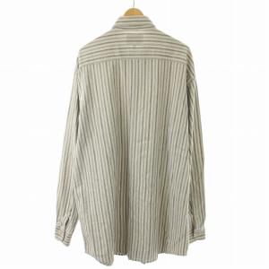 ARMANI JEANS ボタンダウンシャツ ストライプ 長袖 L ベージュ 青 ブルー /DK GY11 MT