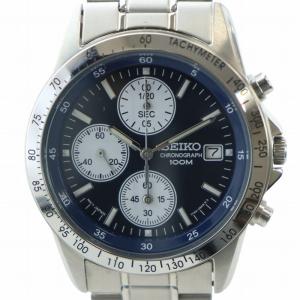 腕時計 ウォッチ クォーツ クロノグラフ デイト カレンダー付き 黒文字盤 シルバー色 7T92-0DW0