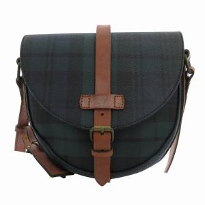 ショルダーバッグ クロスボディ 斜め掛け ストラップ レザー PVC ブラックウォッチ チェック 緑 グリーン