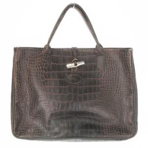 ロゾ ハンドバッグ トートバッグ クロコ型押し レザー 革 茶 ブラウン /AO18 GY18
