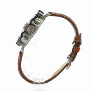 D&G 腕時計 ウォッチ クォーツ クロノグラフ カレンダー付き 白文字盤 ロゴ レザーベルト シルバー色 茶