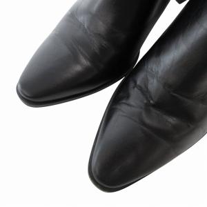 LANVIN ショートブーツ サイドゴア レザー ロゴ チャンキーヒール 23.5 黒 ブラック /FF GY11