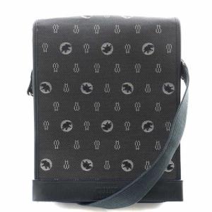 ショルダーバッグ ロゴ 総柄 キャンバス レザー 紺 ネイビー /AN23 GY18 MT