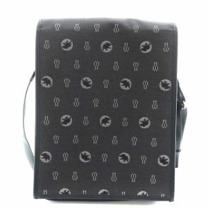 HUNTING WORLD ショルダーバッグ ロゴ 総柄 キャンバス レザー 紺 ネイビー /AN23 GY18 MT