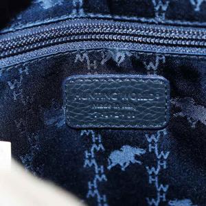 HUNTING WORLD ショルダーバッグ ロゴ 総柄 キャンバス レザー 紺 ネイビー /AN23 GY18 MT