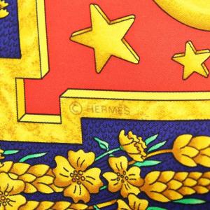 HERMES カレ90 CARPE DIEM 今日一日を楽しむ スカーフ 太陽 ロゴ 総柄 マルチカラー ゴールド色