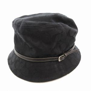 美品 バケットハット 帽子 キャンバス シグネチャー ベルト付き M L 黒 ブラック /AE