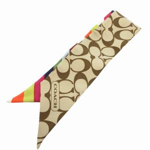 スカーフ シグネチャー シルク 絹 ストライプ ロゴ 総柄 マルチカラー /FF GY18