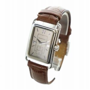 BURBERRY 腕時計 クォーツ スモセコ レザーベルト スクエア シルバー色 BU1201