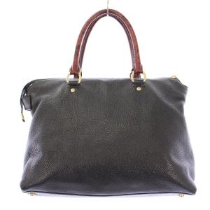 COACH ハンドバッグ シグネチャー レザー PVC 切替 ロゴチャーム 黒 ブラック 茶 ブラウン F34280