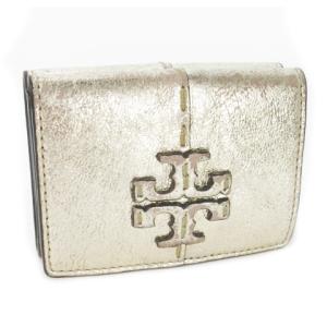三つ折り財布 二つ折り財布 ウォレット 小銭入れあり レザー 革 ロゴ ハク メタリック シルバーカラー