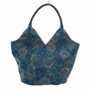 Think Bee 美品 ハンドバッグ 手提げ 肩掛け 花柄 スパンコール ビジュー 青 ブルー 緑 グリーン /FF GY18