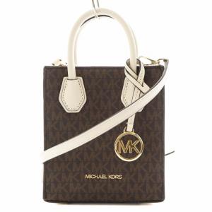 ショルダーバッグ ハンドバッグ 2way 総柄 レザー PVC 茶 ブラウン 白 ホワイト /AN38