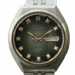 ジャンク品 電磁テンプ 腕時計 ウォッチ 自動巻き カットガラス ロゴ シルバー色 3703-8030