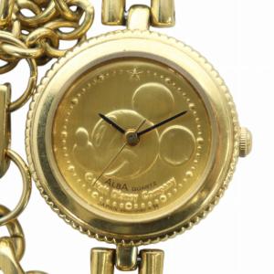 ミッキーマウス 腕時計 ウォッチ クォーツ ロゴ ゴールド色 V401-0070 GY18 /MQ