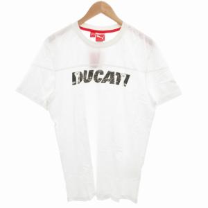 ドゥカティ DUCATI タグ付き Tシャツ カットソー 半袖 クルーネック プリント M 白 ホワイト