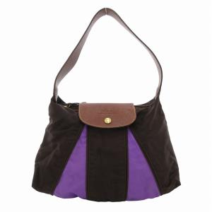 ル プリアージュ ワンショルダー ハンド バッグ 手提げ 肩掛け レザー ナイロン ロゴ 茶 ブラウン