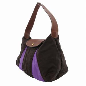 Longchamp ル プリアージュ ワンショルダー ハンド バッグ 手提げ 肩掛け レザー ナイロン ロゴ 茶 ブラウン