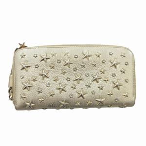長財布 ウォレット 小銭入れ有り レザー スタッズ ラインストーン 星 スター ラウンドファスナー ゴールドカラー