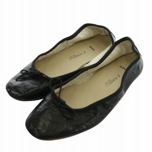 × PORSELLI ポルセリ バレエシューズ フラットシューズ レザー 革 38 24cm ブラック