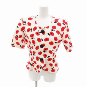 GIVENCHY ヴィンテージ セットアップ ブルゾン ひざ丈スカート ノーカラー 花柄 半袖 8 白 赤 ホワイト レッド