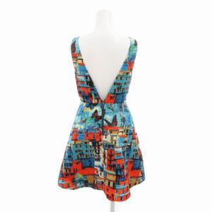 alice + olivia ワンピース 総柄 ノースリーブ ひざ丈 0 マルチカラー /HO 0426 GY17