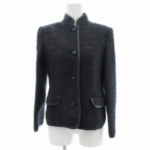 ヴィンテージ ツイードジャケット プードル ボタンアップ ウール 8 ダークネイビー /JS GY18