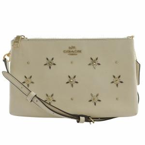 フラワーモチーフ ショルダーバッグ スタッズ ラインストーン レザー 白 ホワイト F72836 /MW