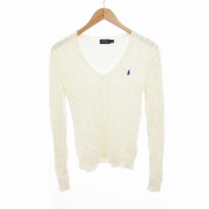 POLO RALPH LAUREN ケーブル ニット セーター ロゴ 刺繍 ポニー 薄手 長袖 S 白 ホワイト /HO 0426 GY18
