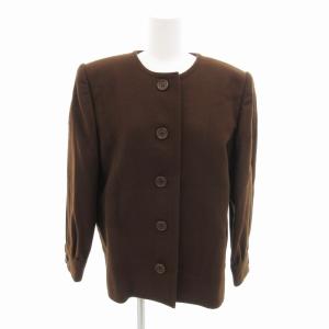 ヴィンテージ ノーカラージャケット ブルゾン ウール 8 茶 ブラウン /HO 0426 GY18