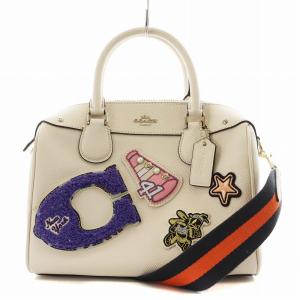 ミニベネット ハンドバッグ ショルダーバッグ 2way ワッペン PVC レザー 白 ホワイト F20915