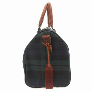 POLO RALPH LAUREN ボストンバッグ チェック柄 ブラックウォッチ レザー ダークグリーン /AE