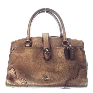 ハンドバッグ 2way ショルダーバッグ レザー 革 シボ革 ロゴ シャイニー ブロンズカラー /CK16