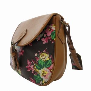 KENZO ショルダーバッグ クロスボディ 花柄 レザー ベルトデザイン ブラウン 茶 /FF GY18