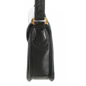 HAMANO ショルダーバッグ レザー 光沢感 ゴールド金具 ポーチ付き 黒 ブラック /AO19 GY18