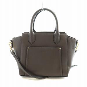 BARCOS ハンドバッグ ショルダー 2WAY ロゴ レザー 茶 ブラウン GY13 /MQ