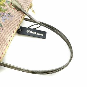 Think Bee ハンドバッグ タグ付き ロゴ 花柄 キャンバス ピンク GY13 /MQ