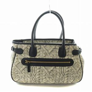 ROBERTA DI CAMERINO ハンドバッグ ケーブルニット柄 プリント グレー