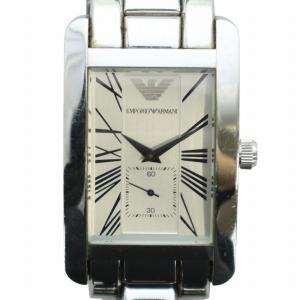 腕時計 ウォッチ クォーツ スモセコ ローマン 白文字盤 スクエア シルバー色 AR-0145 GY18